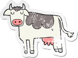 distressed sticker of a cartoon cow png