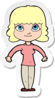 sticker of a cartoon woman shrugging shoulders png