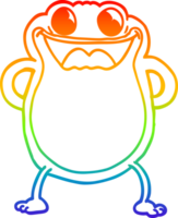 rainbow gradient line drawing of a cartoon frog png