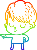 rainbow gradient line drawing of a cartoon woman png