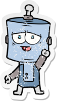 distressed sticker of a cartoon robot png