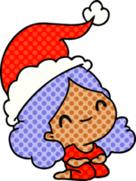 hand drawn christmas cartoon of kawaii girl png