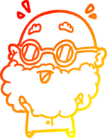 warm gradient line drawing of a cute surprised old man png