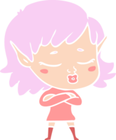 pretty flat color style cartoon elf girl png