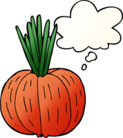 desenho animado vegetal com pensamento bolha dentro suave gradiente estilo png