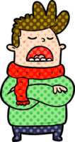 cartoon obnoxious man in winter clothes png