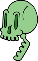 cartoon doodle green skull png