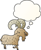 cartoon goat with thought bubble in smooth gradient style png