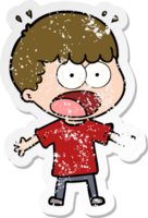 distressed sticker of a cartoon shocked man png