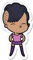 sticker of a cartoon squinting girl png