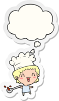 cartoon chef with thought bubble as a printed sticker png