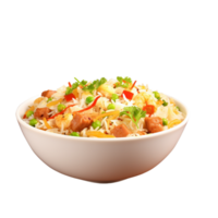 generated ai a bowl of rice with vegetables and meat in it png