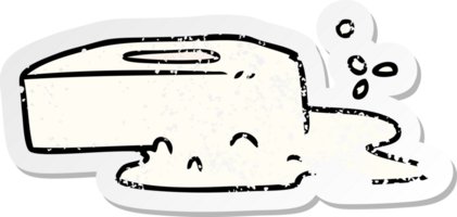 mano disegnato afflitto etichetta cartone animato scarabocchio di un' bollito sapone png