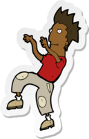 sticker van een cartoon gelukkige man die grappige dans doet png