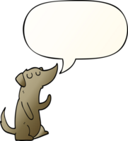 cartoon dog with speech bubble in smooth gradient style png