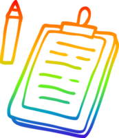 rainbow gradient line drawing of a cartoon clip board png