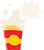 cartoon popcorn with speech bubble in retro style png