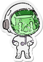 beunruhigter Aufkleber eines weinenden Cartoon-Astronauten png