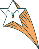 ilustração de uma estrela cadente estilo tatuagem tradicional png