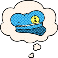 cartoon sailor hat with thought bubble in comic book style png