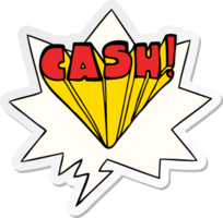 cartoon word cash with speech bubble sticker png