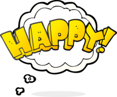 hand drawn thought bubble cartoon happy text symbol png