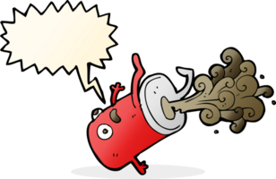 cartoon old drinks can with speech bubble png