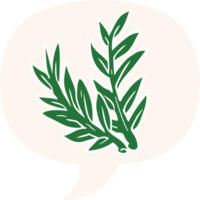 dessin animé plante avec discours bulle dans rétro style png