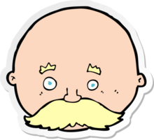 sticker of a cartoon bald man with mustache png