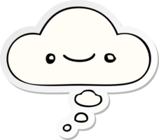 happy cartoon face with thought bubble as a printed sticker png