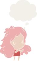 cartoon girl with thought bubble in retro style png