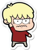 sticker of a annoyed cartoon boy png