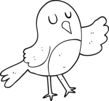 hand drawn black and white cartoon bird png