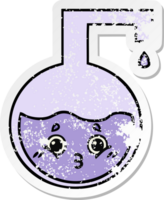 distressed sticker of a cute cartoon science experiment png