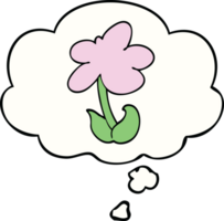 carino cartone animato fiore con pensato bolla png