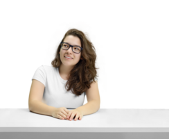 young and friendly teacher at her desk interacting with the class png