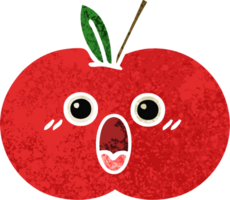 retro ilustración estilo dibujos animados de un rojo manzana png