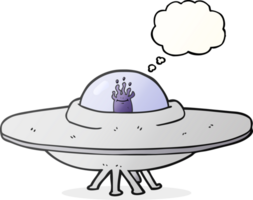 hand drawn thought bubble cartoon flying saucer png