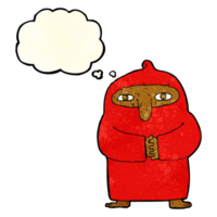 cartoon monk in robe with thought bubble png