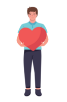 man holding big heart png