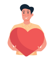 man holding big heart png