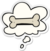 cartoon bone with thought bubble as a printed sticker png