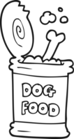 hand drawn black and white cartoon dog food png