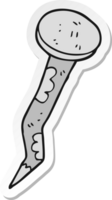 sticker of a cartoon old bent nail png