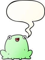 mignonne dessin animé grenouille avec discours bulle dans lisse pente style png