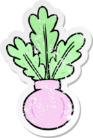 distressed sticker of a plant in vase png