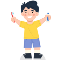 Boy brushing teeth cartoon illustration png