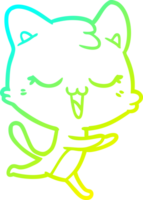 kalt Gradient Linie Zeichnung von ein glücklich Karikatur Katze png