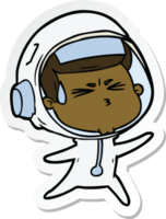 sticker of a cartoon stressed astronaut png