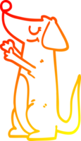 warm helling lijn tekening van een tekenfilm goed gedragen hond png